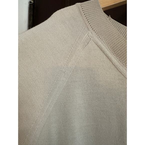ST. JOHN | Cream Wool Silk Blend V Neck Lightweight 3/4 Sleeve Sweater | Medium - Picture 8 of 9